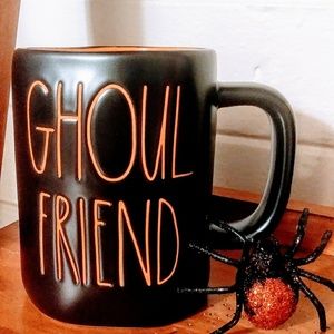 Rae Dunn Ghoul friend.mug orange inside